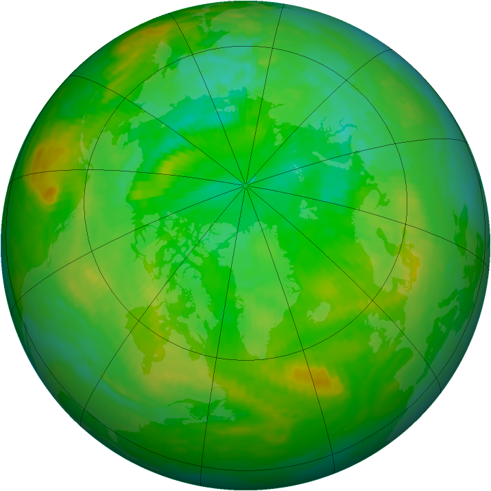 Arctic ozone map for 21 July 1991